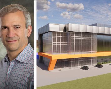 DataBank CEO Raul Martynek and a rendering of DataBank's data center development project in Culpeper, Va.