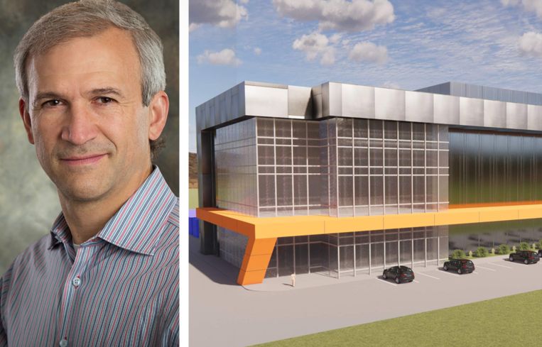 DataBank CEO Raul Martynek and a rendering of DataBank's data center development project in Culpeper, Va.