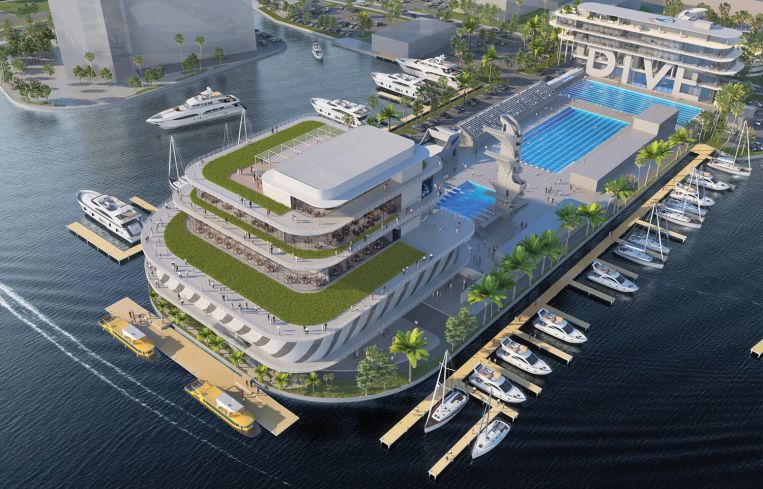 Rendering of the planned International Swimming Hall of Fame and Museum redevelopment.