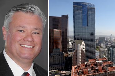 J.C. Casillas, managing director of research at NAI Capital, and the Gas Company Tower in Los Angeles.