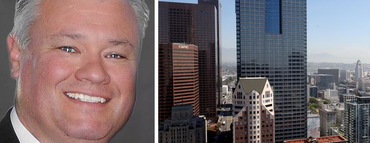 J.C. Casillas, managing director of research at NAI Capital, and the Gas Company Tower in Los Angeles.