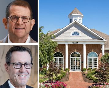 HGI Chairman and CEO Jordan Slone, Bridge Investment Group Executive Chairman Robert Morse, and the Dulles Green clubhouse.