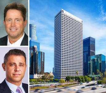 Newmark's Kevin Shannon and Jonathan Firestone, and Union Bank Plaza at 445 South Figueroa Street.