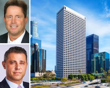 Newmark's Kevin Shannon and Jonathan Firestone, and Union Bank Plaza at 445 South Figueroa Street.