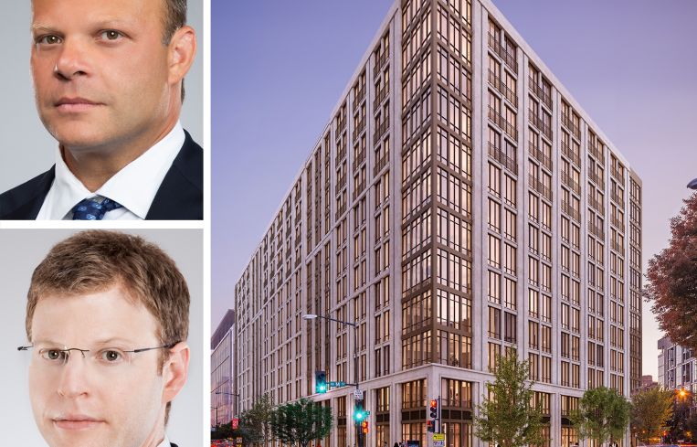 Matthew Pestronk, co-founder and president, and Michael Pestronk, co-founder and CEO, of Post Brothers, and a rendering of 2100 M Street NW.