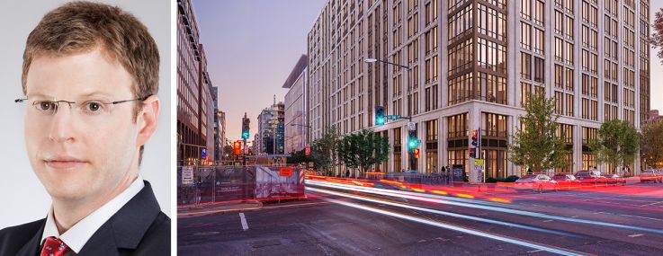 Matthew Pestronk, co-founder and president, and Michael Pestronk, co-founder and CEO, of Post Brothers, and a rendering of 2100 M Street NW.