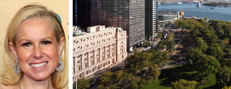 Rudin Management co-CEOs Michael Rudin and Samantha Rudin Earls and One Battery Park Plaza.
