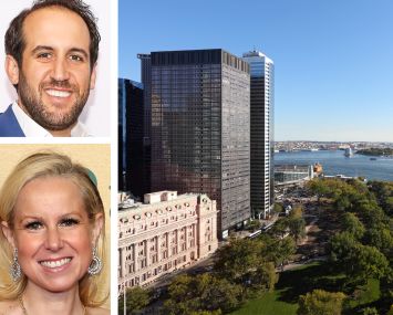 Rudin Management co-CEOs Michael Rudin and Samantha Rudin Earls and One Battery Park Plaza.