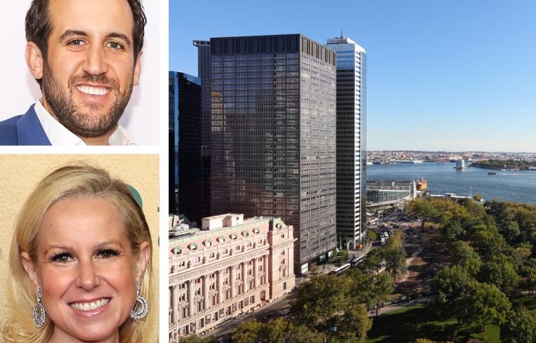 Rudin Management co-CEOs Michael Rudin and Samantha Rudin Earls and One Battery Park Plaza.