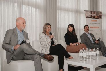 Brad Meltzer, Erika Cajigas, Christine Martinez de Nastro and Nelson Stabile at an event.