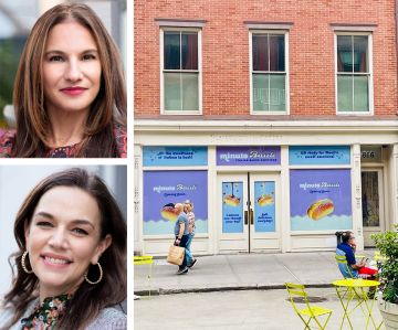 Beth Rosen, Executive Vice President, and Emily Kripitz, Executive Managing Director, of RIPCO Real Estate and the new Minuto Bauli location at 866 Broadway.