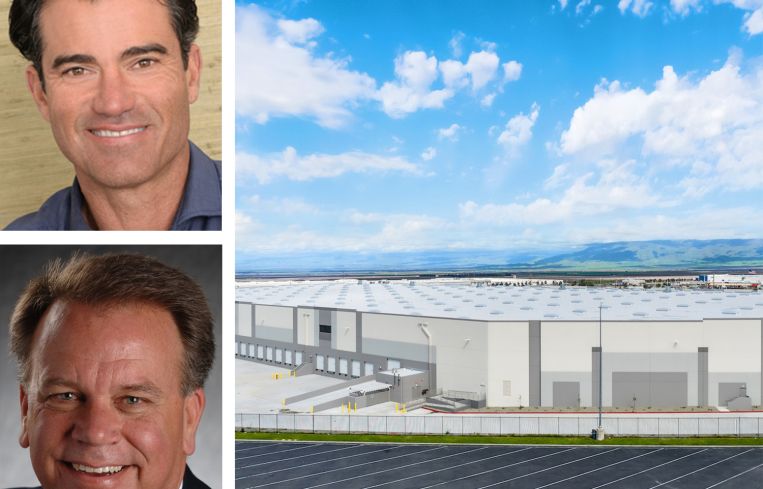 Brett Dedeaux, chief executive and managing partner of Dedeaux Properties; Gregory S. Bielli, outgoing President and CEO of Tejon Ranch Company; and Tejon Ranch Warehouse and Distribution Facility in Lebec, Calif.