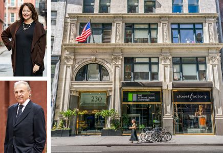 GFP Real Estate Principal Jane Gural-Senders, Leasing Director Harvey Richer, and New York MarketCenter Building at 230 Fifth Avenue.