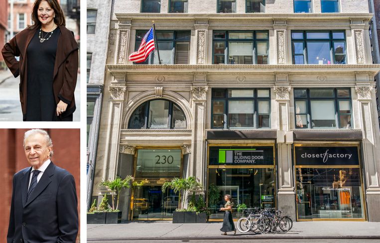 GFP Real Estate Principal Jane Gural-Senders, Leasing Director Harvey Richer, and New York MarketCenter Building at 230 Fifth Avenue.
