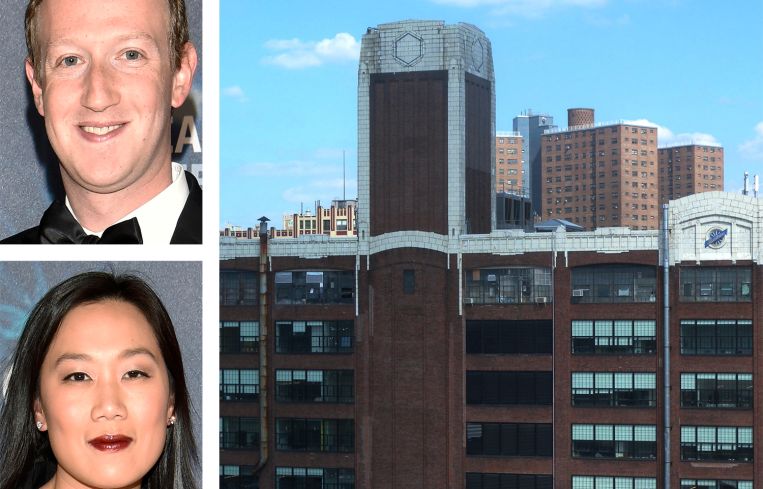 Mark Zuckerberg, Priscilla Chan, and the Studebaker Building at 615 West 131st Street.