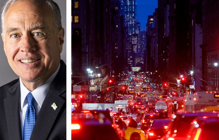 New York State Comptroller Thomas DiNapoli and a traffic jam in Manhattan.