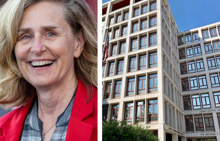 Pamela Whitten, president of Indiana University, and 1619 Massachusetts Ave NW in Washington D.C.