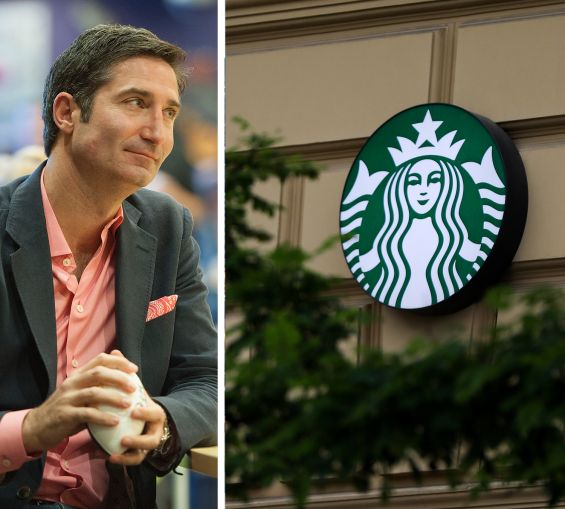 Brian Niccol and a Starbucks logo.