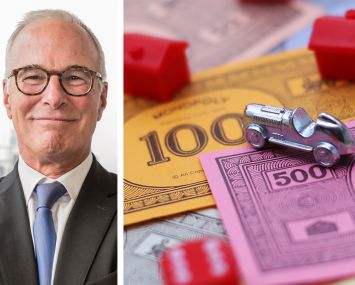 Steve Pozycki, SJP founder and CEO, and a Monopoly game board.
