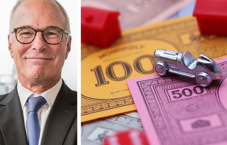 Steve Pozycki, SJP founder and CEO, and a Monopoly game board.