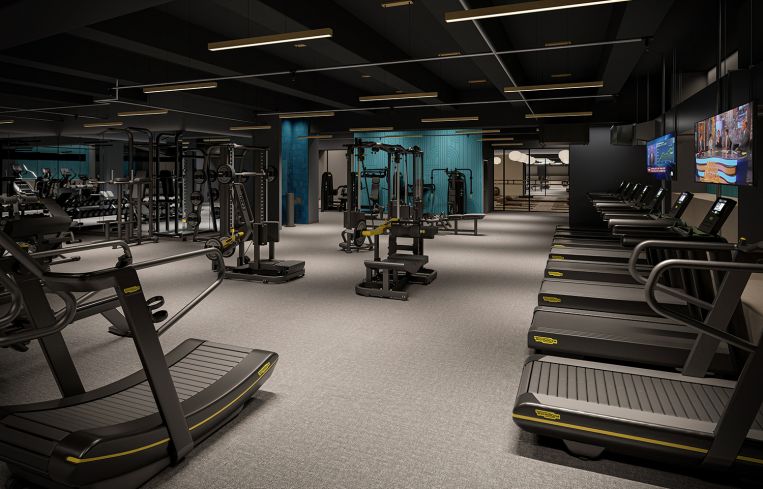 A rendering of the gym at 55 Broad Street.