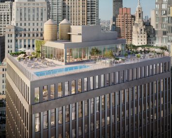 A rendering of the rooftop pool at 55 Broad Street.