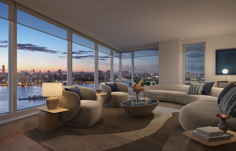 A rendering of an apartment in 20 and 30 Hallets Point.
