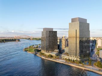 A rendering of two towers on the Queens waterfront.