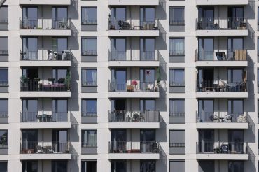 Apartment building balconies.