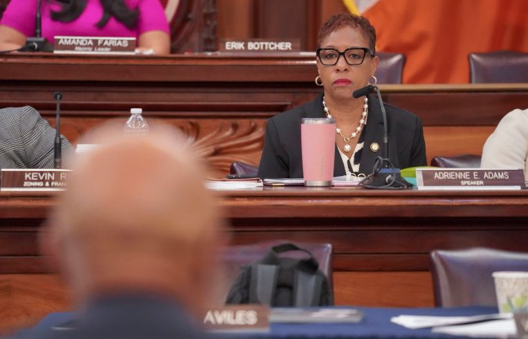 City Council Speaker Adrienne Adams during a hearing.