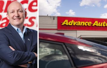 Shane O'Kelly, president and CEO of Advance Auto Parts; Advance Auto Parts store front.