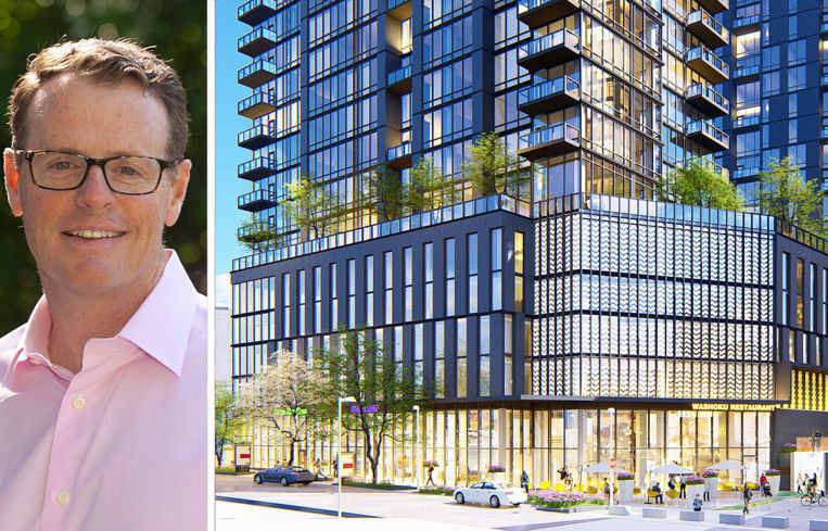 Chris Cassidy, senior managing director of development, East, at Quarterra, and a rendering of The Paxton in Tysons, Va.