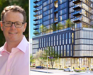 Chris Cassidy, senior managing director of development, East, at Quarterra, and a rendering of The Paxton in Tysons, Va.