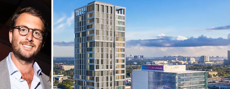 James Curnin, founder and CEO of Clara Homes, and a rendering of 2601 NW 6th Avenue in Wynwood.