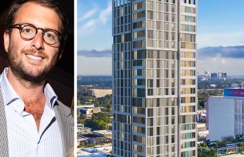 James Curnin, founder and CEO of Clara Homes, and a rendering of 2601 NW 6th Avenue in Wynwood.