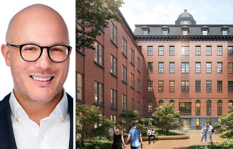 Eric Ramirez of Acore Capital, and a rendering of The Hartby at 788 Willoughby Avenue.