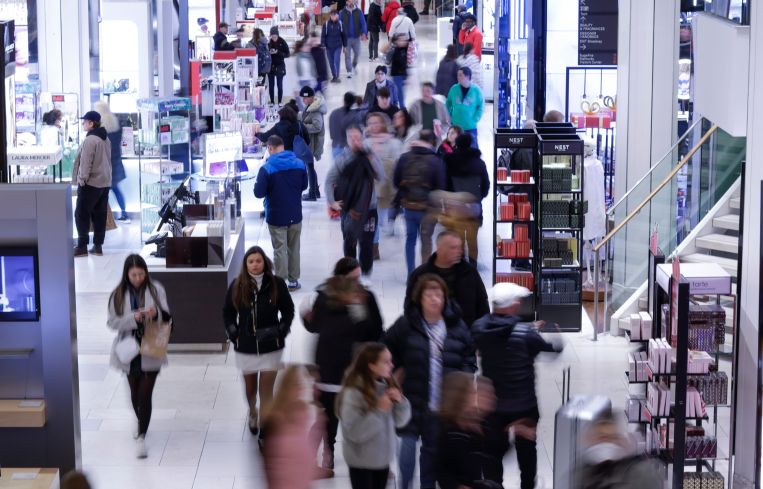 People shopping in a mall.