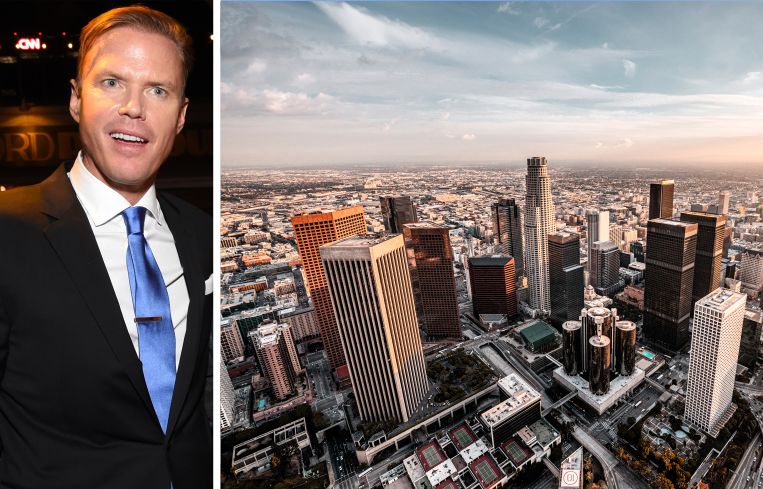 Grant King, CEO of Relevant Group; aerial of Downtown Los Angeles.