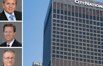 Tony Morales, Mike McKeever, and Tom McDonald of JLL; City National Bank in Downtown LA