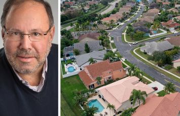 Joe Lubeck, founder and CEO of American Landmark, and an aerial view of Boca Raton, Fla.