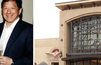 Jackson Hsieh, President and CEO of Macerich; Main entrance of The Oaks shopping center in Thousand Oaks, Calif.