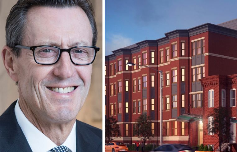 Robert Morse, chairman of Bridge Investment Group, and a rendering of 1220 Pennsylvania Avenue SE in Washington D.C.
