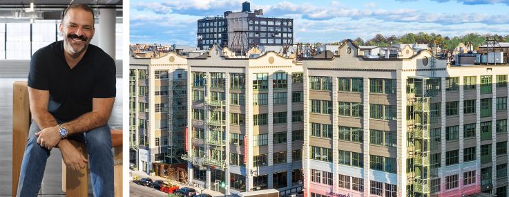 Jason Saft, CEO of Staged to Sell, and an aerial shot of Industry City in Brooklyn.