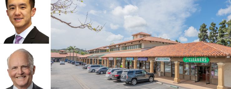 Westwood Financial Chief Financial Officer Juyuan Wei and CEO Mark Bratt, and Plaza Del Rio in San Juan Capistrano, Calif.