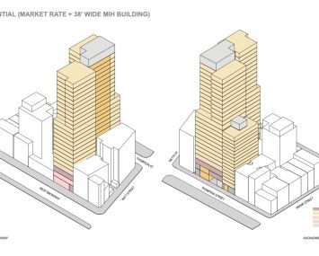 A rendering of a building planned to go up at 360 West Broadway.