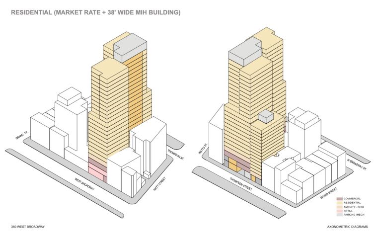 A rendering of a building planned to go up at 360 West Broadway.