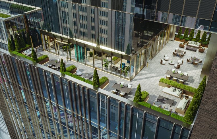 A rendering of an terrace at 125 West 57th Street.