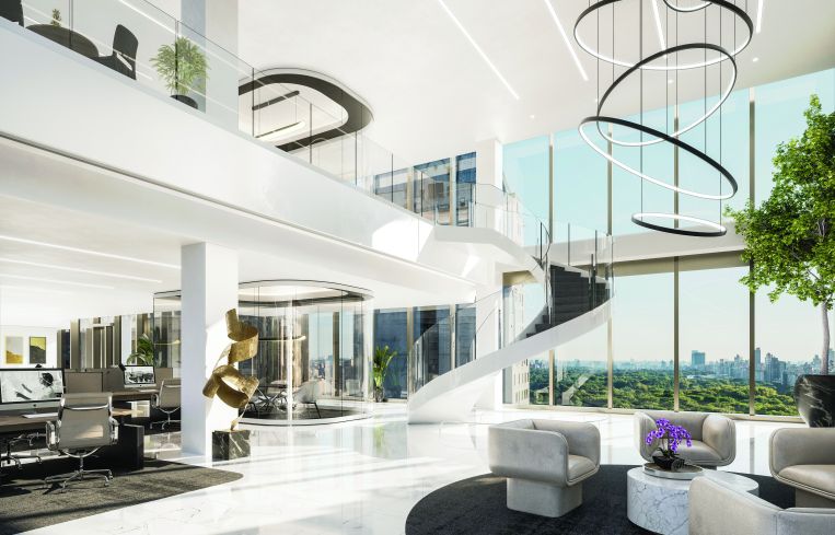 A rendering of an office at 125 West 57th Street.