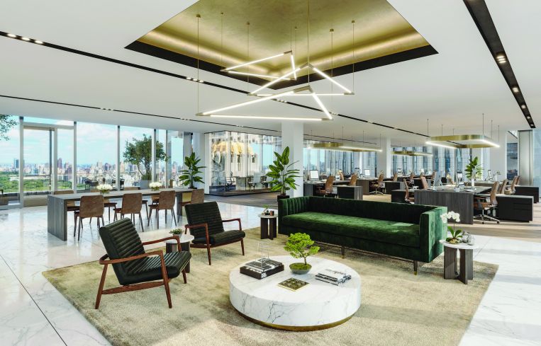 A rendering of an office at 125 West 57th Street.