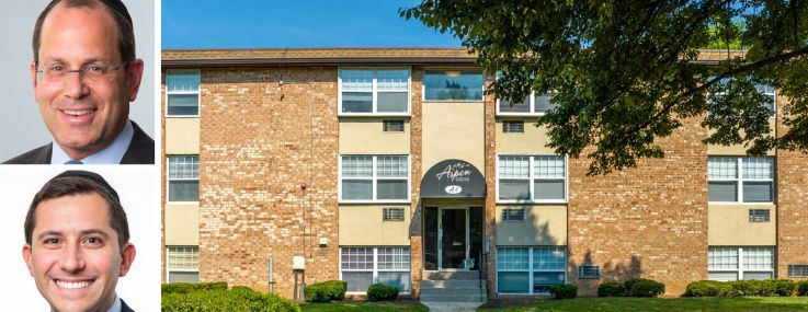 Avi Weinstock, Dovid Kaufman, and Chesky Klein of Meridian Capital Group, and Aspen Grove Apartments in Warrington, Pa.